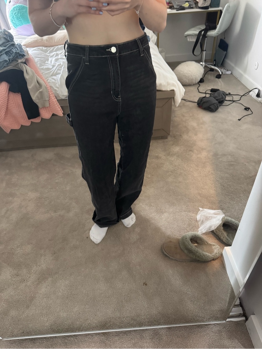 Black High-Rise Wide-Leg Pants